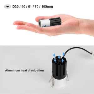 Small Hole Down Light 5w 7w 9w 12w 15w High CRI 90 Recessed Celling Spot Light Indoor LED Spotlight Aluminum COB Mini Downlight
