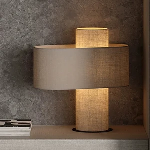 Linen Shade Modern Home Decoration desk light led bedside table lamp