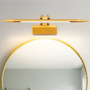 Modern Fluorescent Wall Lamps Golden Finish Interior Bathroom Vanity Light Fixture Mirror Adjustable Dimmable 6W 4100K Neutral