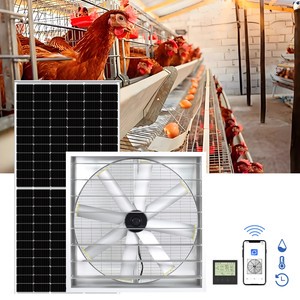 Solar Power Industrial Exhaust Fan With APP Control Smart Chicken Farm Greenhouse DC Motor Ventilation Wall Fan With Solar Panel