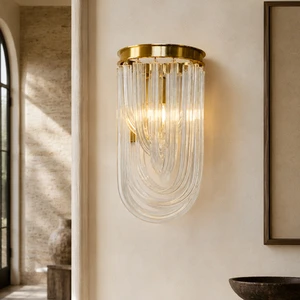 Contemporary Brass And Glass Tube Wall Light For Bedroom Bathroom Vanity
