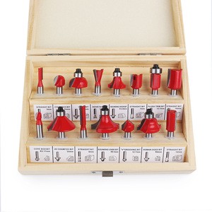 15-Piece Set 1/4 6 Handles Carbide Woodworking Milling Cutter Small Trimming Engraving Machine Milling Woodworking for Router