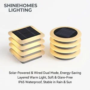 Die-cast Metal Layered Warm Light Outdoor Pillar Light IP65 Solar Wired Dual Power Supply Multiple Sizes Available Pillar Lamps