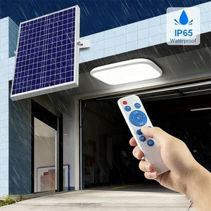 Solar Ceiling Light 100W with Remote Control IP65 Waterproof for Indoor Outdoor Garage Garden Solar Powered LED Garage Lighting