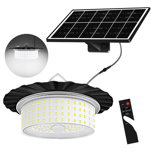 Solar Shed Barn Light Indoor Outdoor 244 LED Solar Pendant Light 5 Modes Solar Motion Sensor Light with Remote IP65 Waterproof
