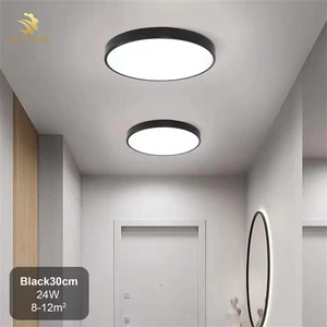 Modern Aluminum Matte Black LED Ceiling Light Square and Round Design for Bedroom Living Room with Rating AC Power Source