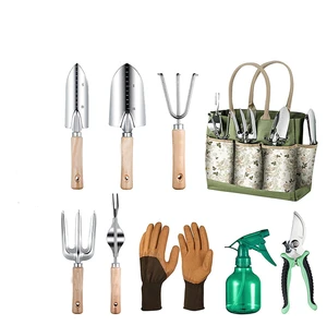 Heavy Duty Floral Garden Tools Set Includes Garden Shovel with Organizer Bag for Home Gardening