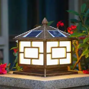 Solar Column Lights Outdoor LED Pillar Light Black Bronze Acrylic Shade 50000 Hours Lifespan Zhongshan Guangdong