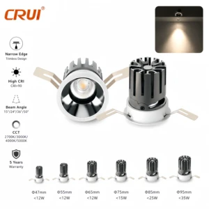 Narrow Edge Trimless LED Spotlight COB Downlight Die-cast Aluminum Recessed Ceiling Lamp For Hotel Shopping Mall