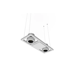 Small Square Modern Home Office Pendant Lamp with LED Dimmable 5-Year Warranty-Easy Installation 2 Downlights