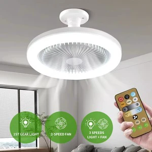 Ceiling Fan Light LED Lamp Fan E27 Converter Base Smart Silent Ceiling Fans for Bedroom Living Room