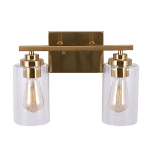 European 2 light Bathroom Vanity Light Modern Bedside Wall Lamp Electroplated Gold Clear Glass Sink Wall Light