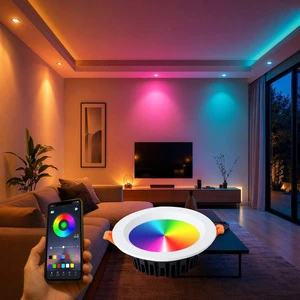 Tuya Smart WiFi LED Downlight 25W 30W RGBCW Dimmable COB Spotlight With Voice Control For Smart Home & Hotel Project Lighting