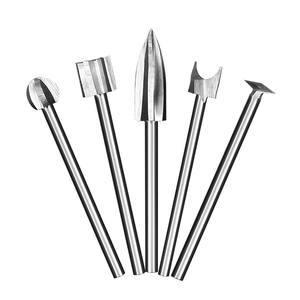 5pcs Woodworking Carving Drill Bit Set 45# Steel Wood Grinding Engraving Milling Cutter Tools 3 Year Warranty