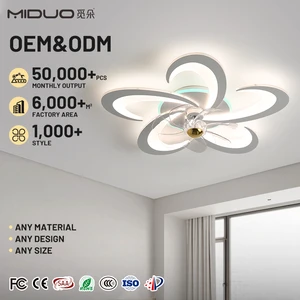 Popular Flower Shape White Fan Lamps Remote Control Natural Wind RGB 6 Gear Fan Speed Dimming Bedroom Ceiling Fan Lights