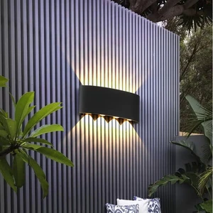 Stock 2W 4W 6W 8W 10W 12W Oval up and Down Outdoor Waterproof Wall Lamp IP65 Exterior Light Porch Garden