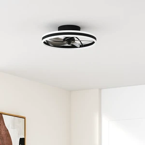19.7 Inch Decorative High Chandelier 5 Blade Led Small China Ceiling Fan Lamp with Lights & and Remote Control Black Modern