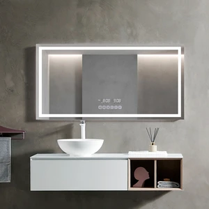 Touch Screen Illuminated LED Hotel Led Wall Mirror Bathroom Lighted Glass Mirror