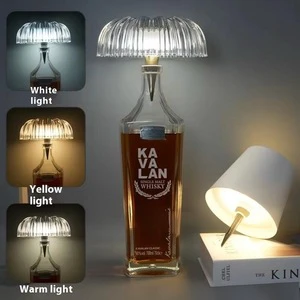 Three Color LED Wine Bottle Table Lamp Creative Decorative Embedded Bar Mobile Charging Lights Table Lights for Home Bars