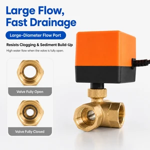 Automatic 3-Way Electric Chrome Plated Brass Ball Valve Motorized T Port for HVAC Water Control OEM Customizable 1.6MPa 0-90C