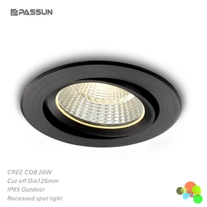 Modern LED Cob 20W Black Aluminum Ceiling Recessed IP65 Waterproof High CRI 90 Outdoor Ceiling Light