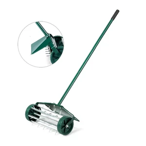 Heavy Duty 18 Inch Aerator Roller Rolling Lawn Garden Spike with Fender Lawn Aerator Garden Spike Roller Lawn Aerator
