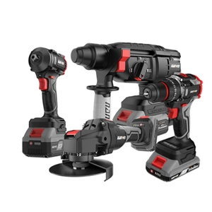 20V 4-in-1 Brushless Tool Set Rotary Hammer Drill Impact Wrench Angle Grinder Lithium Battery 4.0AH X4 Fast Charger OEM