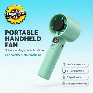 Summer Brushed Motor Household Outdoor USB Battery Powered Portable Handheld Electric Fan 199-Level Adjustment LED Display Color