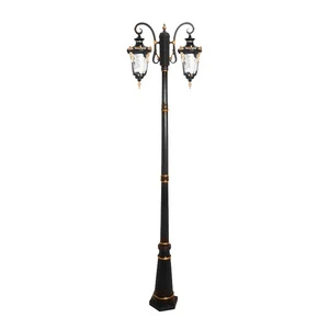 2.3M Waterproof High Pole Street Light Fixture LED Light AC Dual Head for Outdoor Courtyard Community Garden Villa Landscape