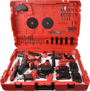 SADIS High Quality 6-in-1 Power Tool Set Kit with Lithium Battery Carbon Steel Tools Tool Box
