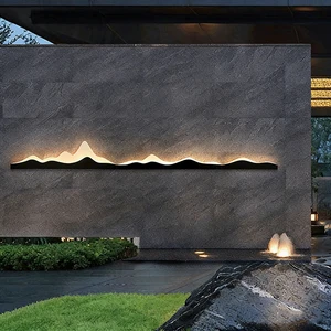 Wholesale Light Luxury Outdoor LED Wall Sconce Traditional Chinese Zen Mountain Peak Acrylic Waterproof Wall Lamps for Garden