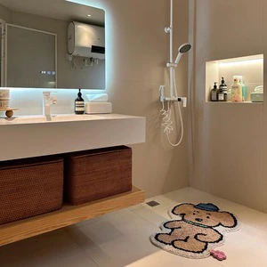 Rock Plate Hot Bending Integrated Basin Bathroom Cabinet Combination Seamless Washing Table Wash Basin Log Wood Color Hotel