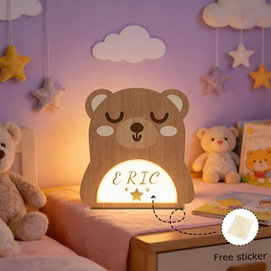 AAA Battery Box Operated Table Lamps USB Wooden Led Lamp Sticker DIY Personalized Led Light Animal Night Light Box For Kids