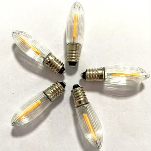 LED Filament Christmas Light Replacement Bulb 0.2W 8V-55V Miniature Candle Lamp C6 Striped Glass E10 Bridge Light Spare Bulbs