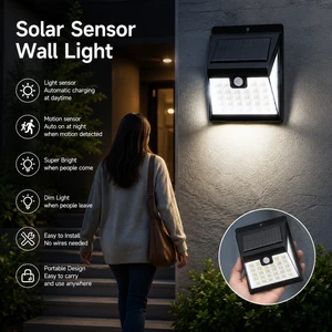 Solar Motion Sensor Wall Light Outdoor Waterproof LED Security Light Human Body Sensor Garden Fence Porch Lamp