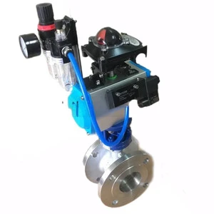 D643W-16P Pneumatic Hard Seal Flange butterfly Valve 304 Stainless Steel