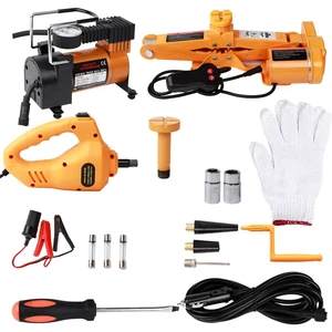 3 in 1 Electric Car Hydraulic Jack 1-10t 12V Steel Jack with Air Pump and Electric Impact Wrench
