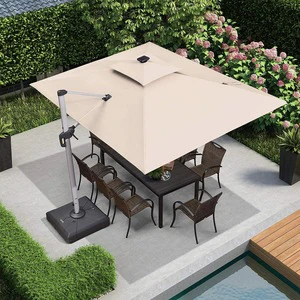 Hot Sale 3*4 Waterproof Square Parasol Aluminum Patio Umbrella Roman Parasol For Garden With LED Light