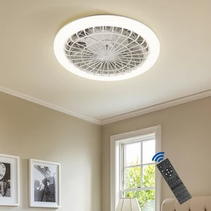 LOSO Simple Design Restaurant Office Kitchen 7 Blades Fan Light 6 Speeds Remote Control LED Ceiling Lamp With Fan