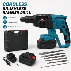 Brushless Cordless Lithium Martillo Eléctrico 3-in-1 Impact Drill Pick Industrial Concrete Drilling Demolition Power Tool Kit