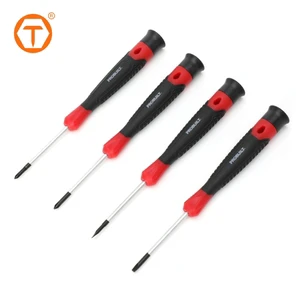 4PC Chrome Finish Magnetic Screwdriver Set with Ph00 Sl2.5 Flat Head Bits DIY Grade OEM Available