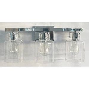 Modern Rustic Bathroom Vanity Wall Lamp with Steel Frame and Glass Shade, Waterproof Mirror Front Lighting Fixture
