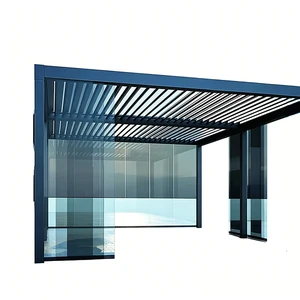 Retractable Roof Steel Powder Coated Heavy Duty Waterproof Pergola Gazebo Shade Motorised Smart Operation Outdoor LED Lamp Patio