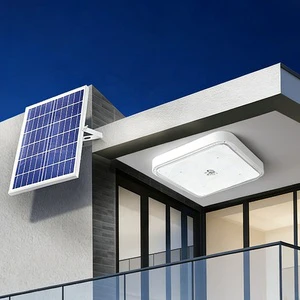 Smart Outdoor Solar Ceiling Light Square IP67 Waterproof 60-300W LED Lamp with Remote Induction Sensor for Garden Bedroom Home