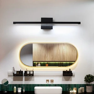 LED Mirror Lamp Nordic Modern Minimalist Style Bathroom Washbasin Makeup Room Wall Art Mirror Painting Light Button Control