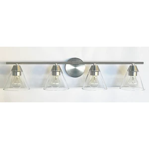 Modern 4-Light Bathroom Vanity Wall Light Chrome Finish with Clear Glass Shades Indoor Wall Lamp for Bedroom Living Room