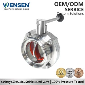 Wensen SS304 316L Male Threaded Butterfly Valve with Silicone Gasket for DIN/SMS Industrial Pipeline Regulation