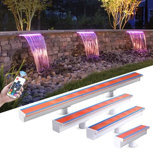 Wholesale ABS Plastic Outdoor Garden Wall Mount Sheer Descent Waterfall Fountain with LED Lights
