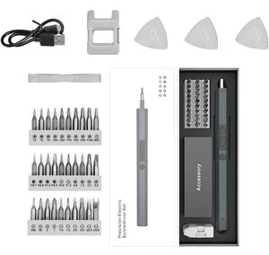 36-in-1 Electric Screwdriver Kit Brushless Motor 30-Piece Bits Lithium-Ion Battery-Compact Power Tool DIY 200 RPM 0.1Nm Max