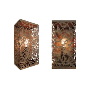 Outdoor Rusty Metal LED Lamp Garden Decor Ornaments Garden Yard Corten Steel Landscape Bollard Lights
